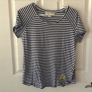 Michael Kors Navy Blue & White Striped Top